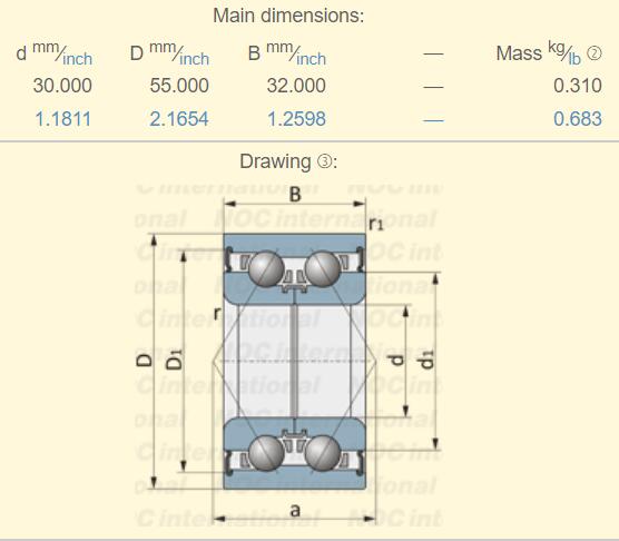 DAC3055W Bearing Dimension