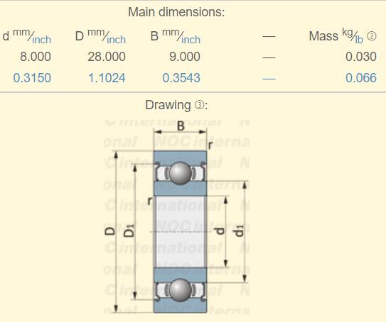 638 bearing dimension