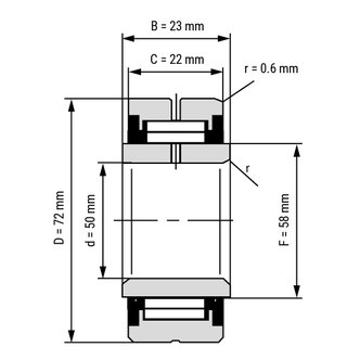 NA4910 Needle Roller Bearing Dimension 